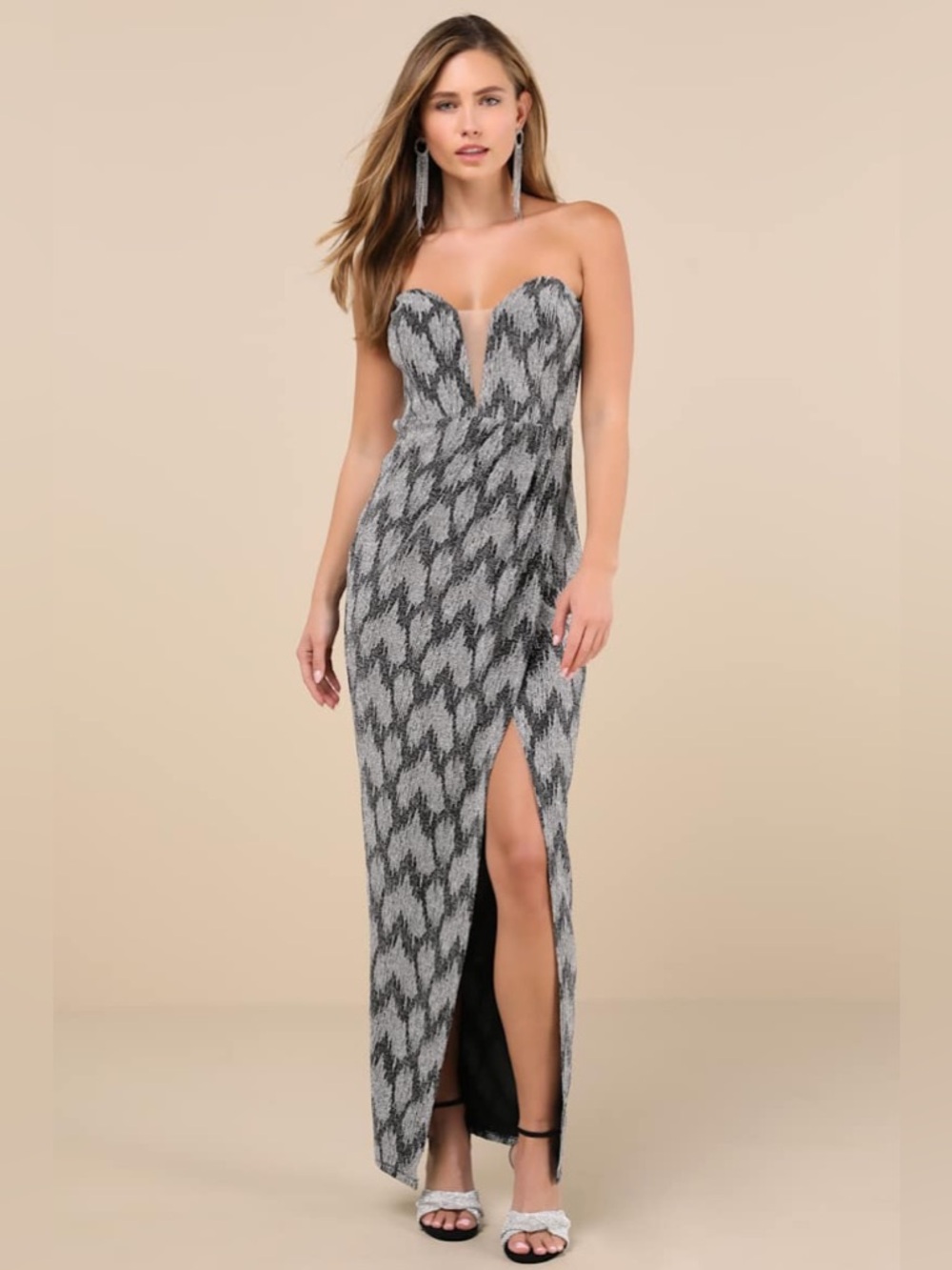 NEW LULUS SHIMMERING STRAPLESS MAXI